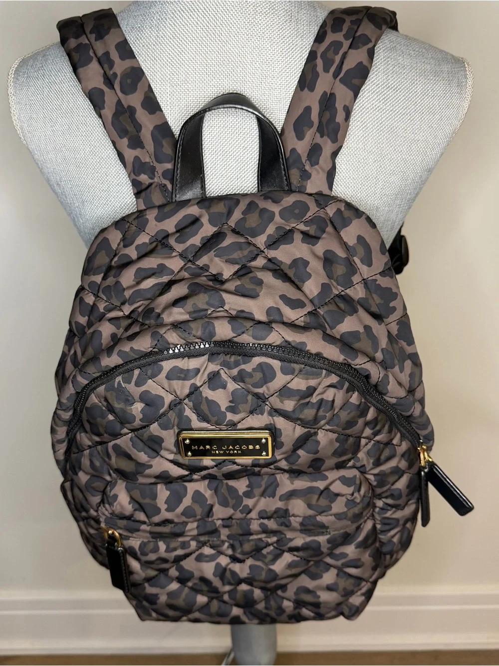 Marc Jacobs Quilted Leopard-Print small Backpack in Brown and Black